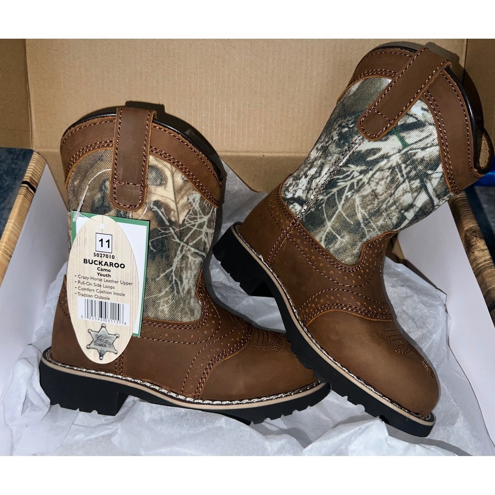 Itasca Buckaroo Cowboy Boots Youth Size 11 Camo Brown New With Tags 5027010